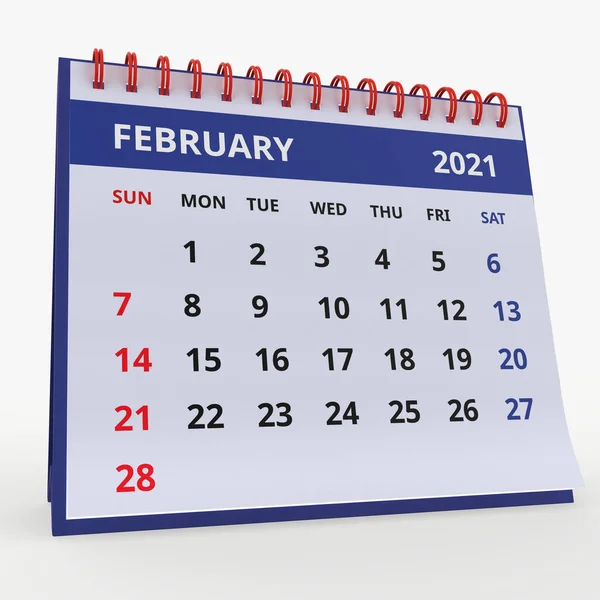 Calendario Tavolo Piedi Febbraio 2021 Calendario Mensile Aziendale Con Rilegato — Foto Stock