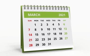 Standing Desk Calendar Mart 2021 Metal spiralli aylık iş takvimi