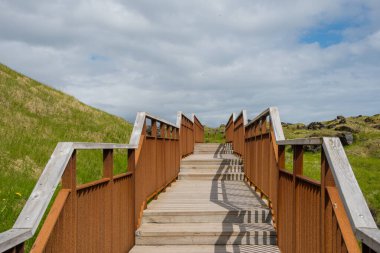 Hiking platform in Hellnar on Snaefellsnes Peninsula in Iceland clipart