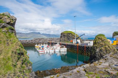 Port of Arnarstapi on Snaefellsnes peninsula in west Iceland clipart
