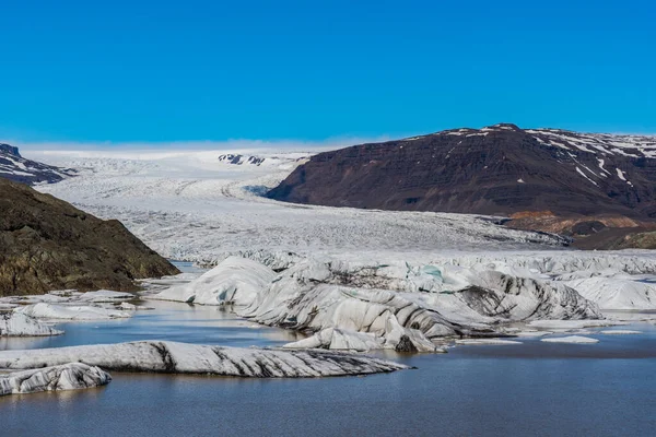 Hoffellsjokull Παγετώνας Και Λιμνοθάλασσα Στη Νότια Ισλανδία Μια Ηλιόλουστη Ανοιξιάτικη — Φωτογραφία Αρχείου