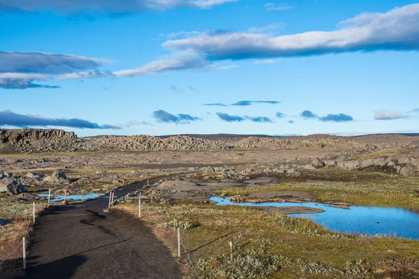 Ruta Senderismo Hacia Cascada Dettifoss Desierto North Iceland —  Fotos de Stock