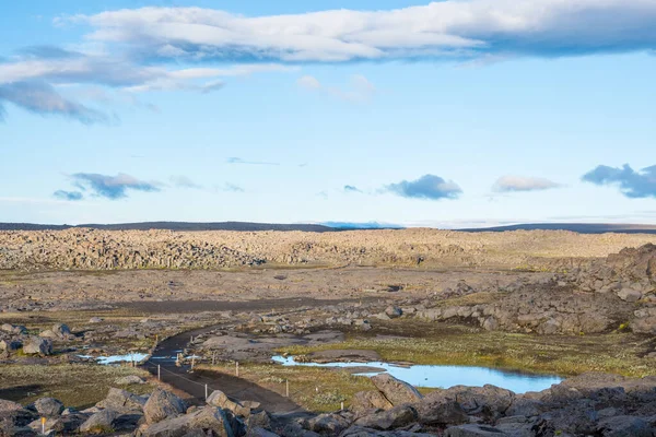 Dettifoss Vízesés Felé Vezető Túraútvonal Észak Icelandben — Stock Fotó