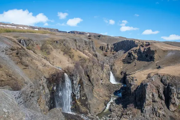 Водоспади Річці Генгіфосса Сході Ісландії Сонячний Літній День — стокове фото