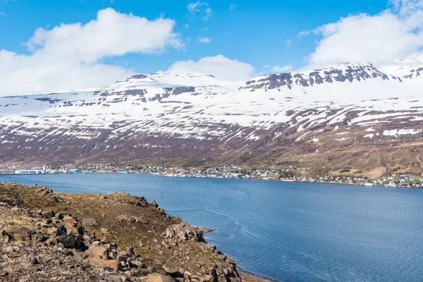Pohled Fjord Města Eskifjordur Východním Islandu — Stock fotografie
