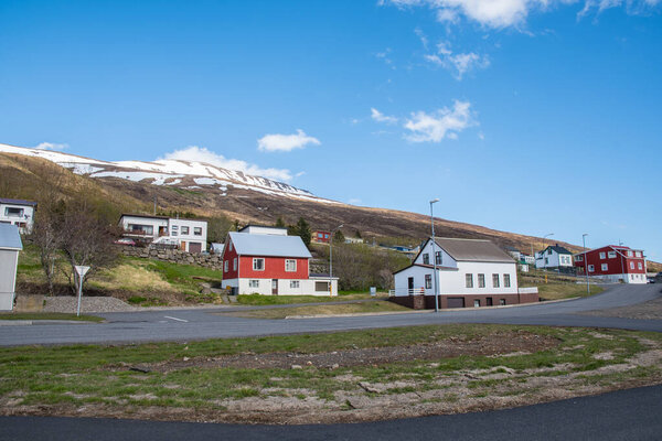 Buildings in town of Eskifjordur in east Iceland