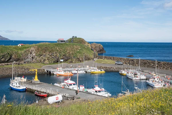 Borgarfjordur Eystri Island August 2020 Boote Hafen Von Hafnarholmi — Stockfoto