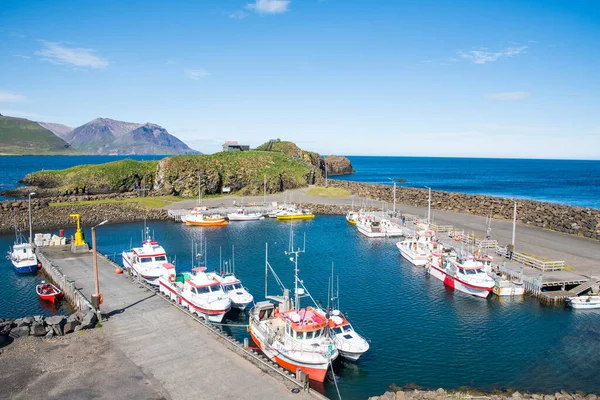 Borgarfjordur Eystri Island Augusti 2020 Båtar Hamnen Hafnarholmi — Stockfoto