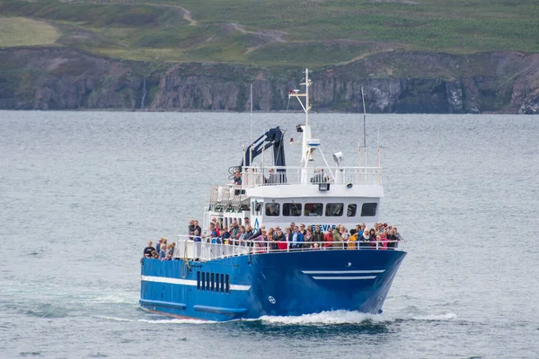 Hrisey Islândia Junho 2020 Ferry Saevar Chega Ilha Arskogssandur — Fotografia de Stock