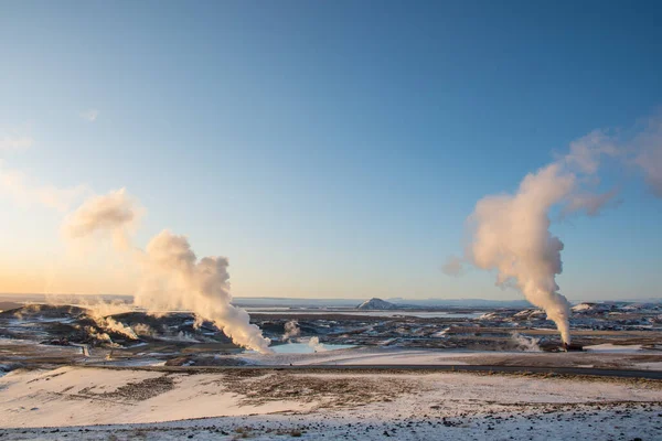 Obszar Geotermalny Bjarnarflag Pobliżu Jeziora Myvatn Północnej Islandii — Zdjęcie stockowe