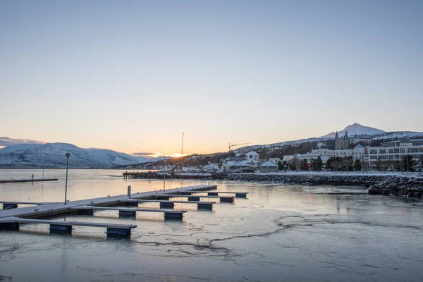 Pobřeží Města Akureyri Severním Islandu — Stock fotografie