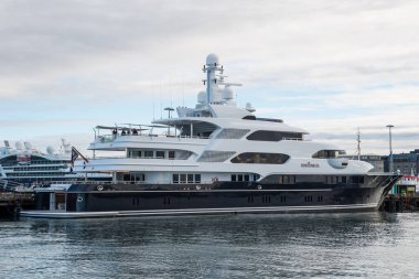 Reykjavik İzlanda - 5 Eylül. 2020: Limanda özel yat Horizons III