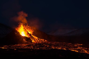 The eruption site of Geldingadalir volcano in Fagradalsfjall mountain on the Reykjanes Peninsula in Iceland clipart