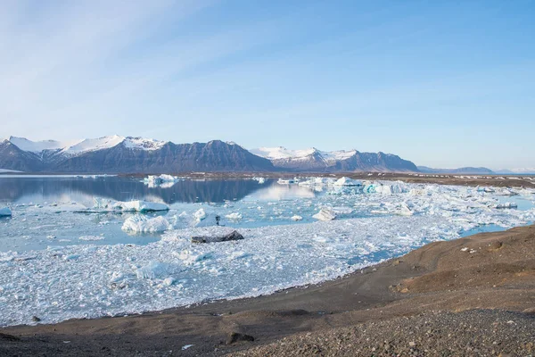 Λιμνοθάλασσα Jokulsarlon Glacier Στη Νότια Ισλανδία Μια Ηλιόλουστη Ανοιξιάτικη Μέρα — Φωτογραφία Αρχείου