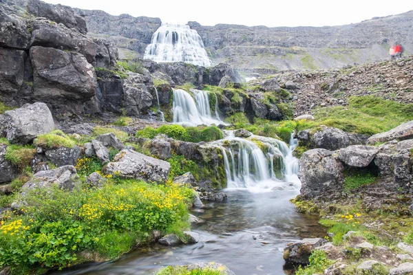 Водопад Dynjandi Arnarfjordur Западных Фьордах Исландии — стоковое фото