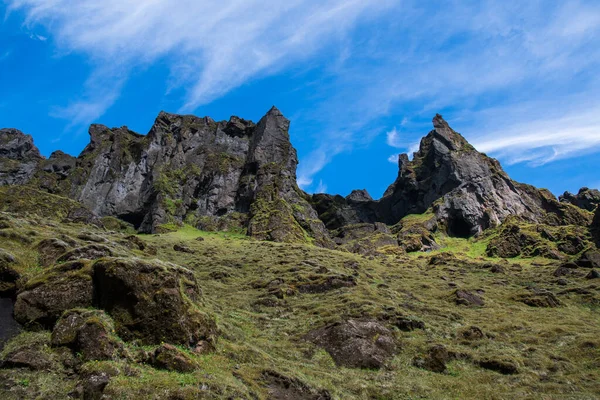 Vackra Klippformationer Thakgil Canyon Södra Island — Stockfoto