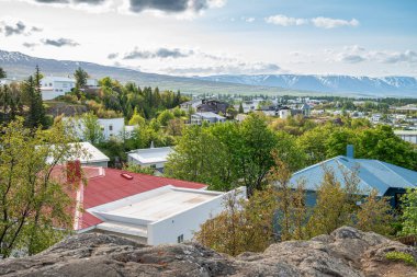Kuzey İzlanda 'daki Akureyri kasabasındaki binalar