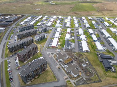 Güney İzlanda 'daki Selfoss kasabasının hava manzarası