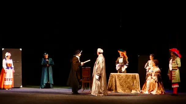 Dnipro Ucrania Noviembre 2020 Comedia Tartuffe Moliere Interpretada Por Miembros — Vídeo de stock