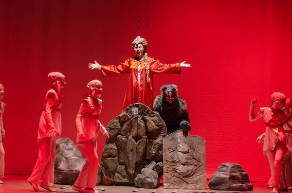 KAM'YANSKE, UKRAINE - JANUARY 6, 2021:  The Chronicles of Narnia performed by members of the  Lesya Ukrainka Theater from the city of Kamenskoye.
