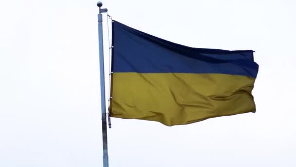Die Ukrainische Staatsflagge Einem Fahnenmast Ukrainische Symbole Unter Freiem Himmel — Stockvideo