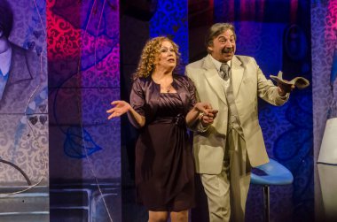 DNIPRO, UKRAINE - 28 FEBRUARY 2021: Bu Anna 'nın Dnipro State Drama ve Komedi Tiyatrosu üyeleri tarafından sahnelenmesi.