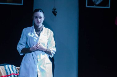 DNIPRO, UKRAINE - APRIL 25, 2021: Sanitarium perfomed by members of the Youth Theater Mirror