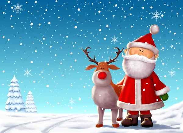 Santa and Rudolph — Stock Photo, Image