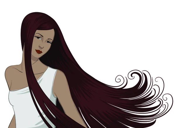 Chica con el pelo largo que fluye — Archivo Imágenes Vectoriales