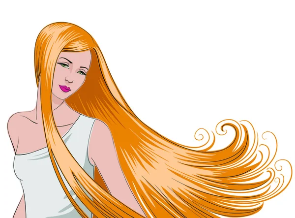 Chica con el pelo largo, que fluye, rubio — Archivo Imágenes Vectoriales