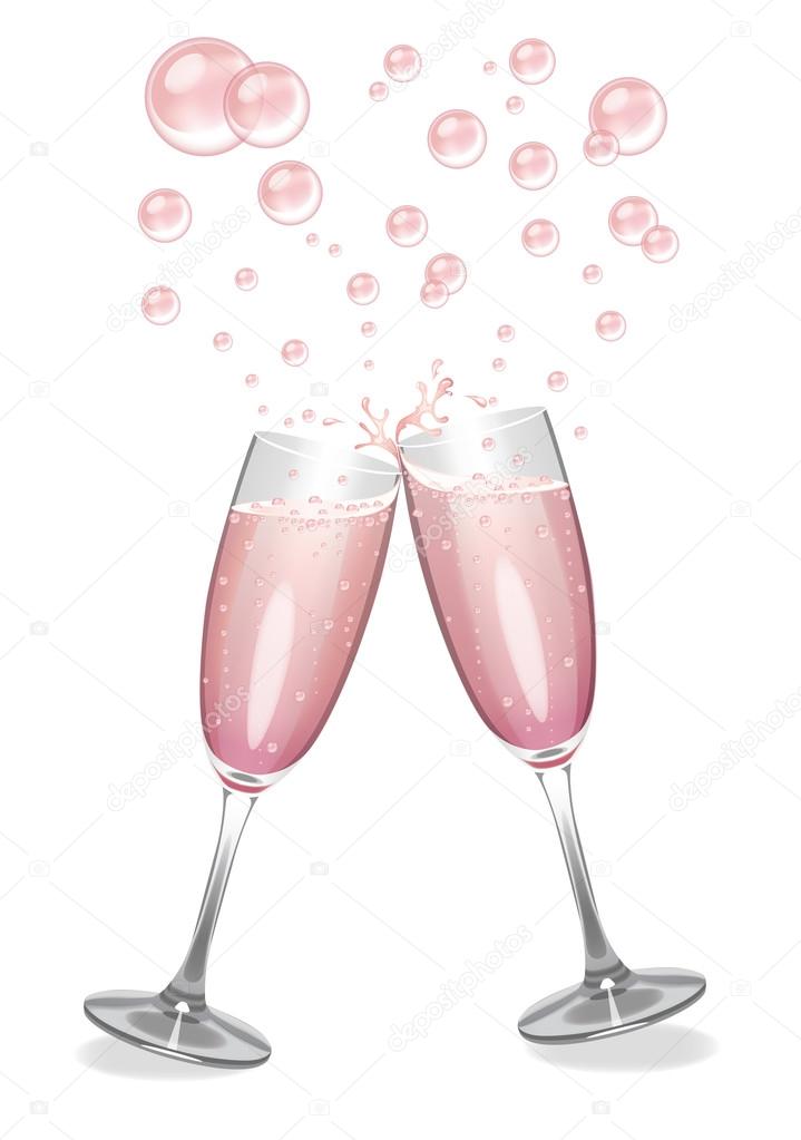 Pink Champagne in Clinking Glasses Stock Vector Image by ©Deebs 118070470