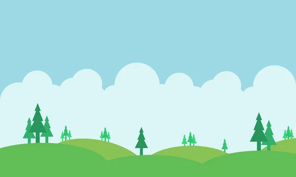 Silueta de colina y hermoso paisaje del cielo — Vector de stock