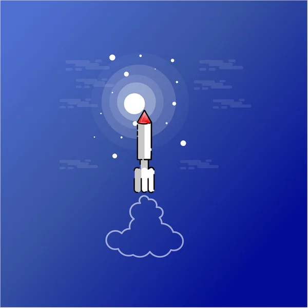 Rocket on the sky outline vector — Stock Vector