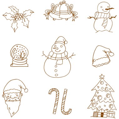 Düz Noel vektör sanat doodles