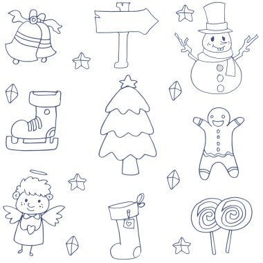 El Doodle çizmek Noel nesne vektör