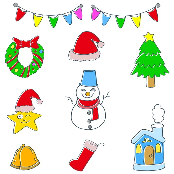 可爱的圣诞套装的涂鸦 — 图库矢量图片