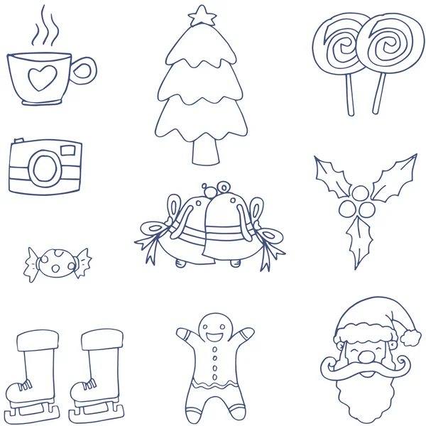 Doodle de mano plana dibujar vector de Navidad — Archivo Imágenes Vectoriales