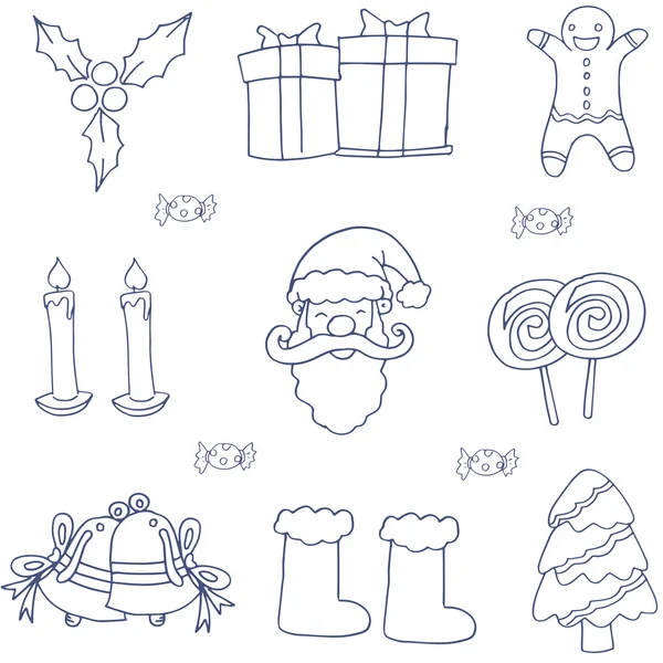 Objeto conjunto de navidad de doodle vector — Archivo Imágenes Vectoriales