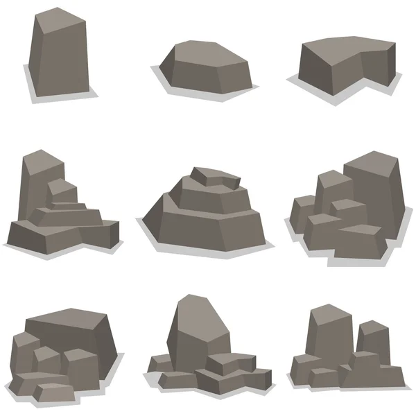 Steine und Stein Set Sammlungsvektor — Stockvektor
