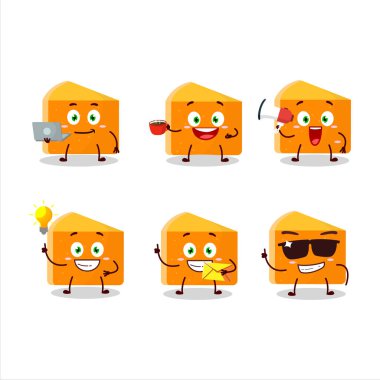 Çeşitli iş simgelerine sahip balkabağı pastası çizgi film karakteri