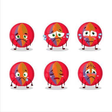 Hüzünlü ifadeli kırmızı misketler çizgi film karakteri