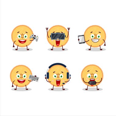 Tatlı turta çizgi film karakteri çeşitli şirin ifadelerle oyunlar oynuyor