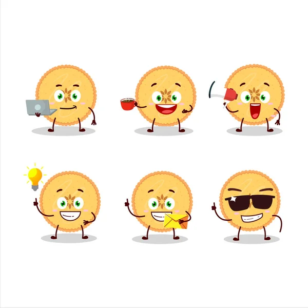 Bohnenkuchen Cartoon-Figur mit verschiedenen Arten von Business-Emoticons — Stockvektor