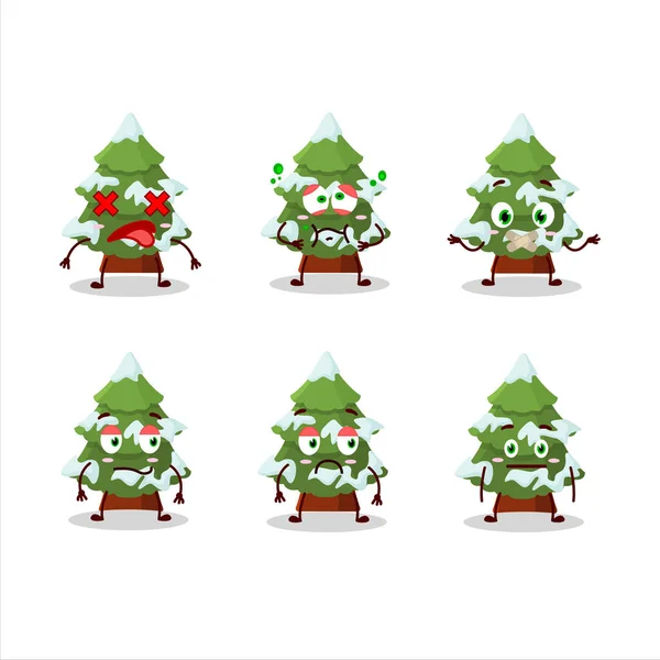 Зелений сніг різдвяна ялинка мультяшний персонаж з експресією — стоковий вектор