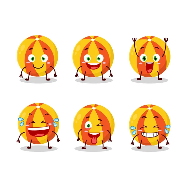 Cartoon-Figur des gelben Strandballs mit Lächeln-Ausdruck — Stockvektor
