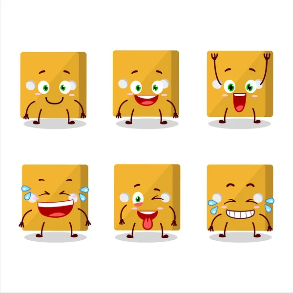 Karakter kartun dadu kuning dengan ekspresi senyum - Stok Vektor