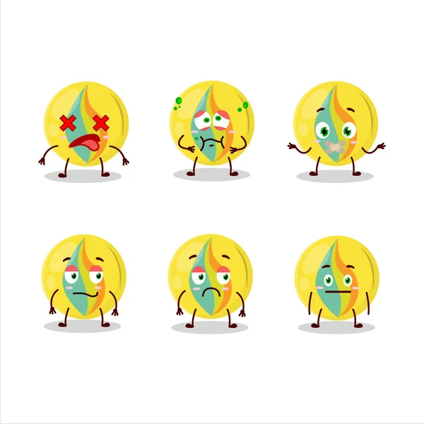 Gele knikkers cartoon karakter met nope expressie — Stockvector