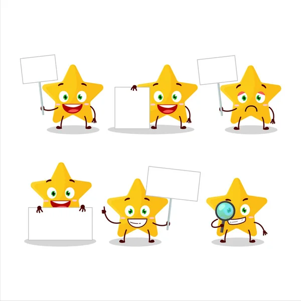 Estrella amarilla personaje de dibujos animados traer tablero de información — Archivo Imágenes Vectoriales