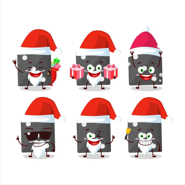 Émoticônes du Père Noël avec personnage de dessin animé dés noirs — Image vectorielle