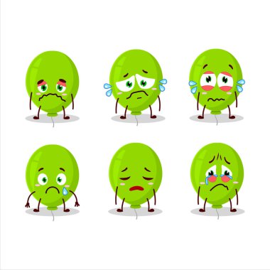 Üzgün yüzlü yeşil balon çizgi film karakteri